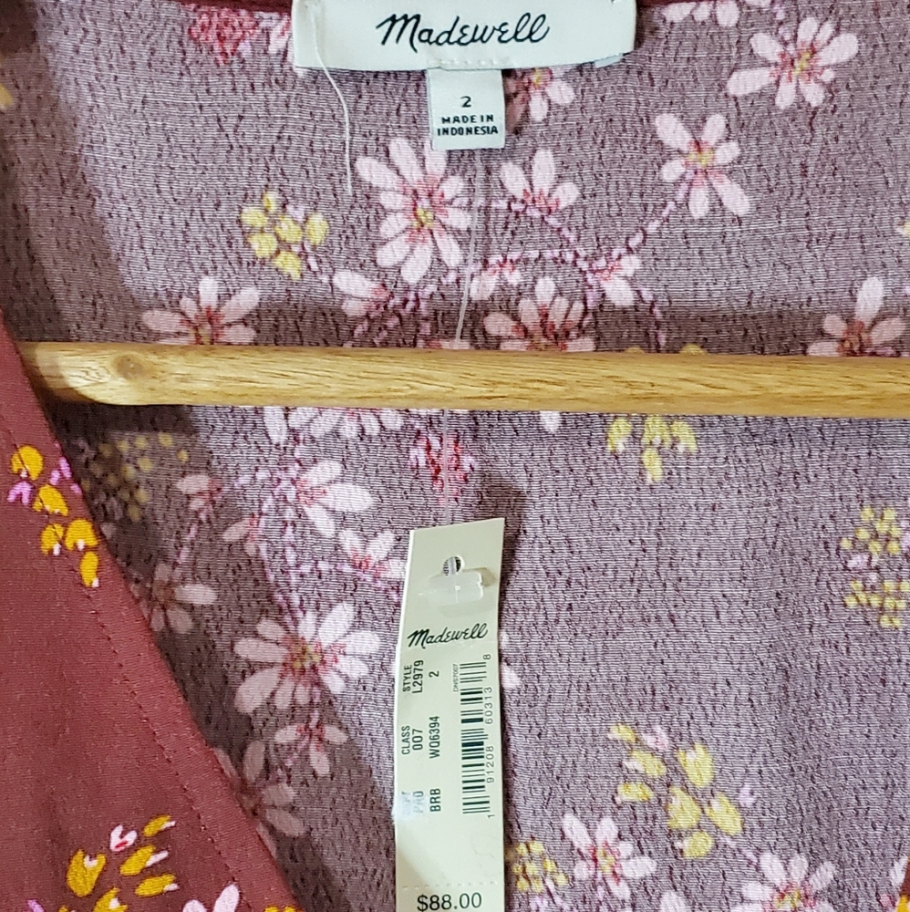 Madewell Tie-Sleeve Butterfly Wrap Top Size 2 NWT - Picture 4 of 6